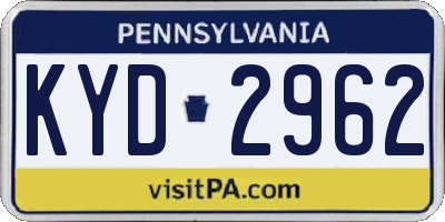 PA license plate KYD2962