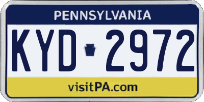 PA license plate KYD2972