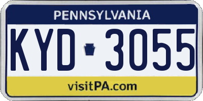 PA license plate KYD3055