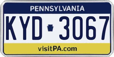 PA license plate KYD3067