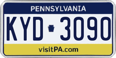 PA license plate KYD3090