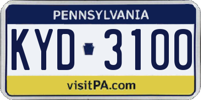 PA license plate KYD3100