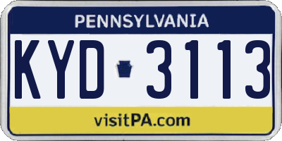 PA license plate KYD3113