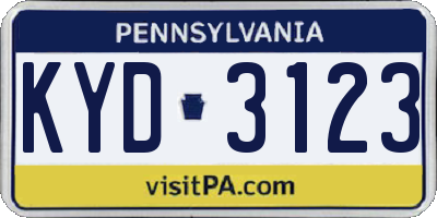 PA license plate KYD3123