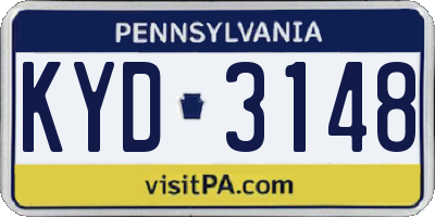 PA license plate KYD3148