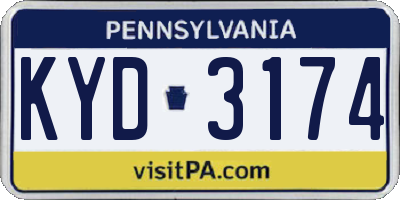 PA license plate KYD3174
