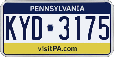 PA license plate KYD3175
