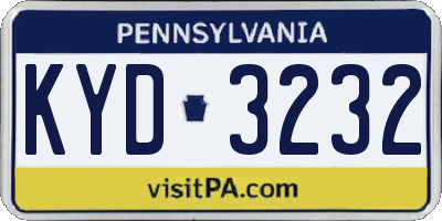 PA license plate KYD3232
