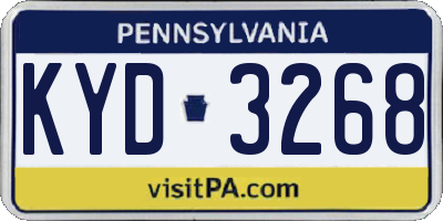 PA license plate KYD3268