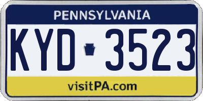 PA license plate KYD3523