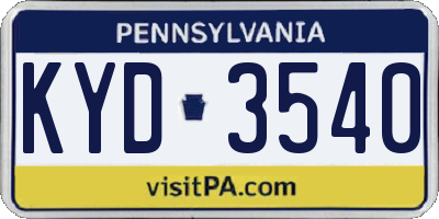 PA license plate KYD3540