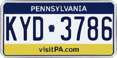 PA license plate KYD3786