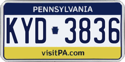 PA license plate KYD3836