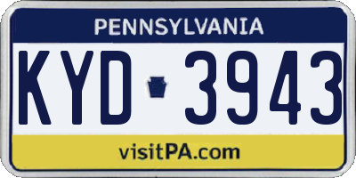 PA license plate KYD3943