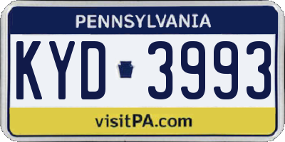 PA license plate KYD3993