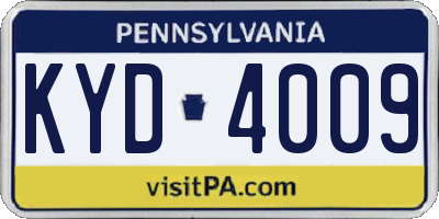 PA license plate KYD4009