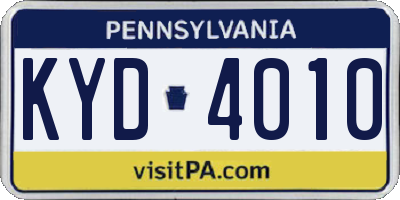 PA license plate KYD4010