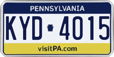 PA license plate KYD4015