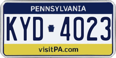 PA license plate KYD4023