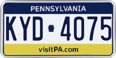 PA license plate KYD4075