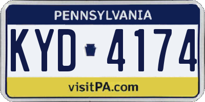 PA license plate KYD4174
