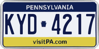 PA license plate KYD4217