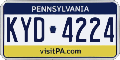 PA license plate KYD4224