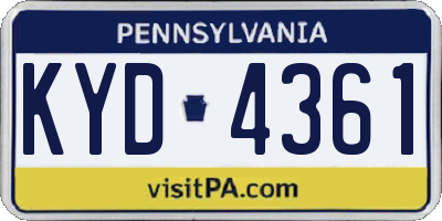 PA license plate KYD4361