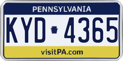 PA license plate KYD4365