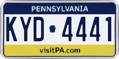 PA license plate KYD4441
