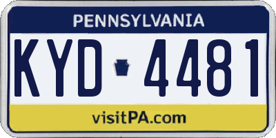 PA license plate KYD4481