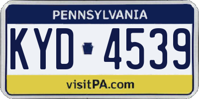 PA license plate KYD4539