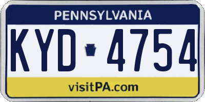 PA license plate KYD4754