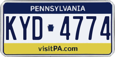 PA license plate KYD4774