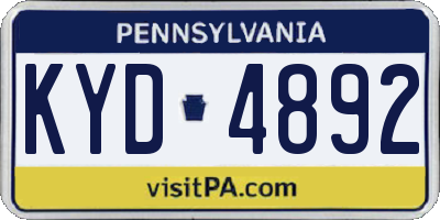 PA license plate KYD4892