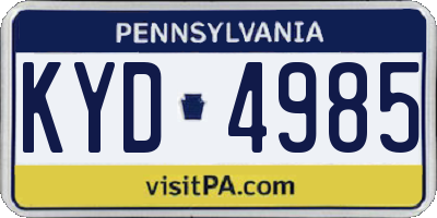 PA license plate KYD4985