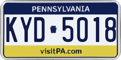 PA license plate KYD5018