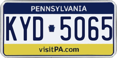 PA license plate KYD5065
