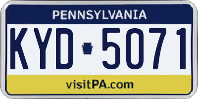PA license plate KYD5071
