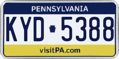 PA license plate KYD5388