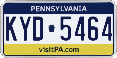 PA license plate KYD5464
