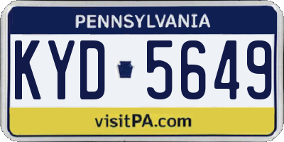 PA license plate KYD5649