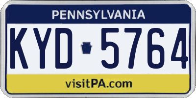 PA license plate KYD5764