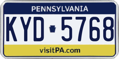 PA license plate KYD5768