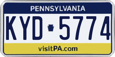 PA license plate KYD5774