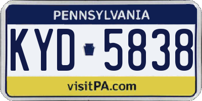 PA license plate KYD5838