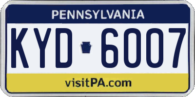 PA license plate KYD6007