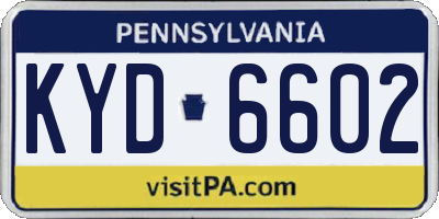 PA license plate KYD6602