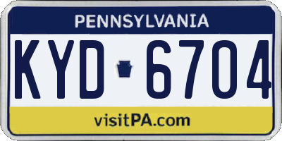 PA license plate KYD6704