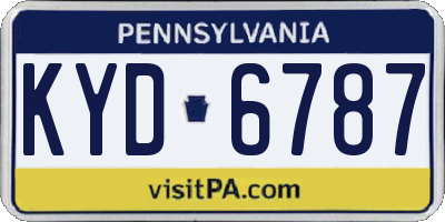 PA license plate KYD6787